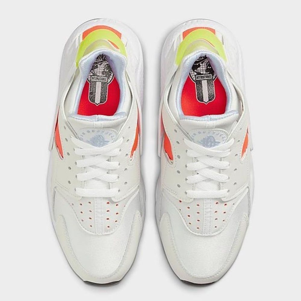 NIKE Women’s AIR HUARACHE White Bright Crimson Black Volt pink Size 7.5 - Picture 2 of 7